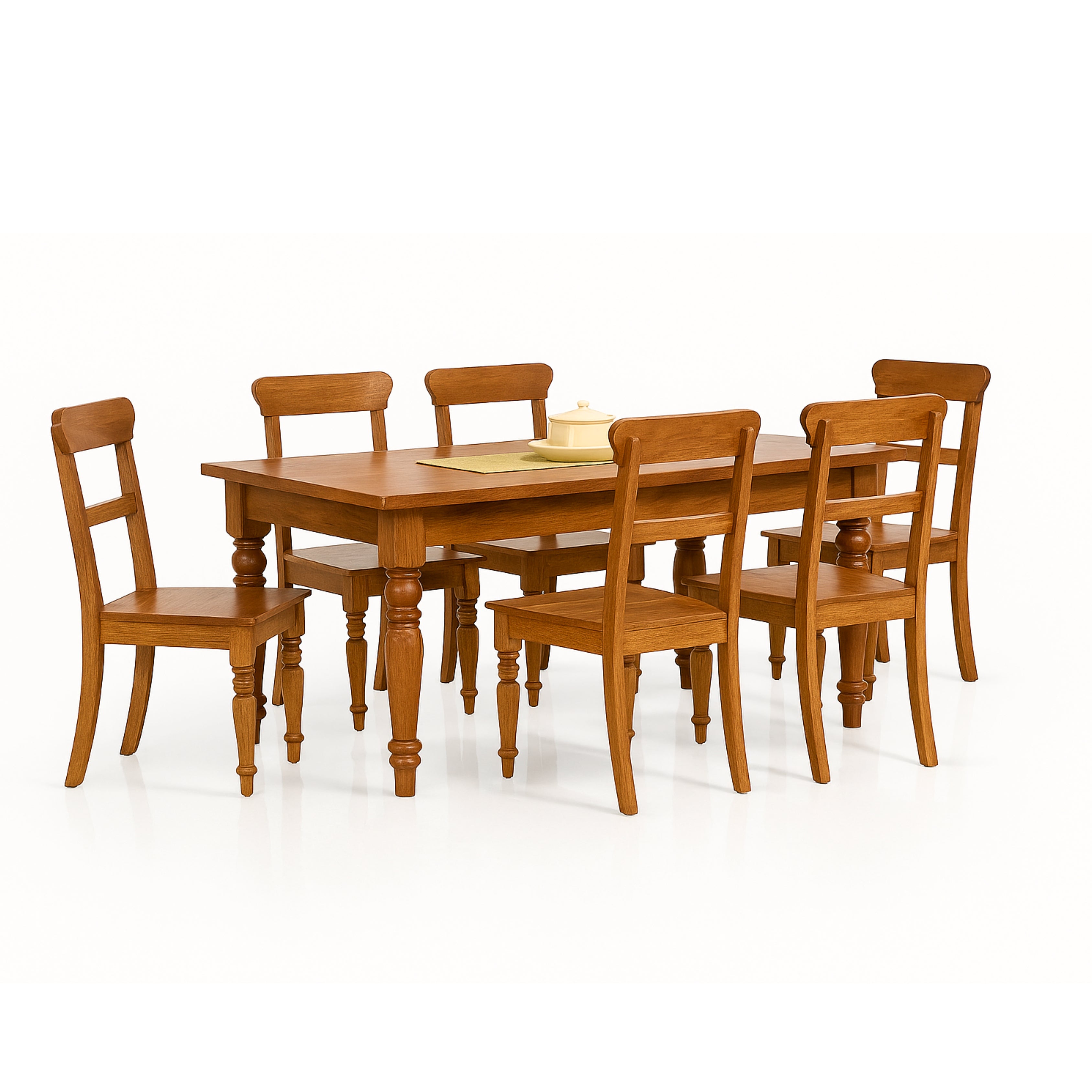 ARENA  Dining Table Montana 6 Seater Acacia Wood Light Honey Brown Finish Sheesham ARENA