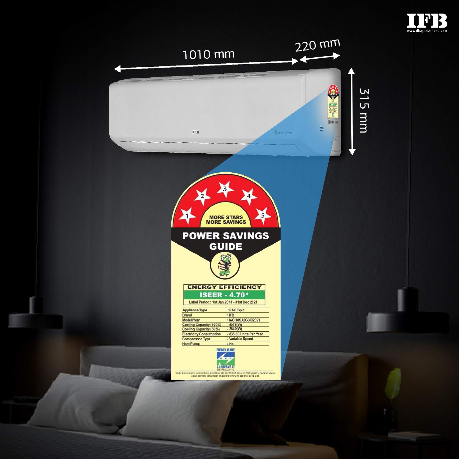 IFB AC-INDOOR UNIT IACI18SA5G3C  INVERTER 1.5 TON IFB