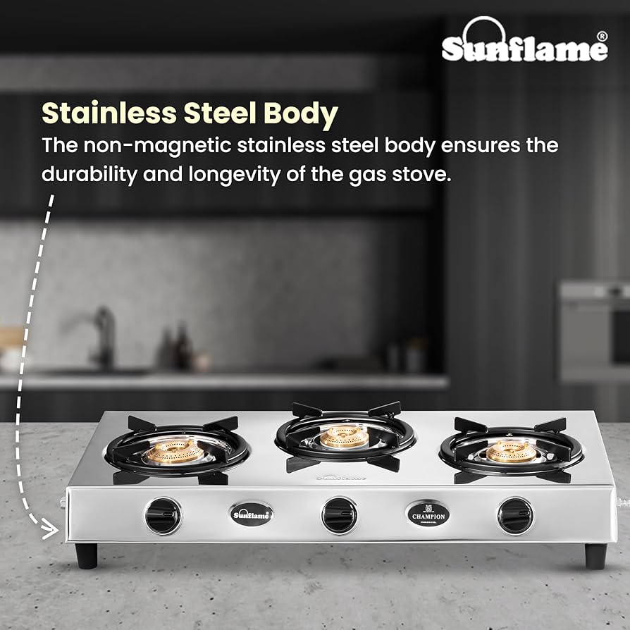 SUNFLAME COOK TOP BONUS 3B SS DX 3 BURNER SUNFLAME
