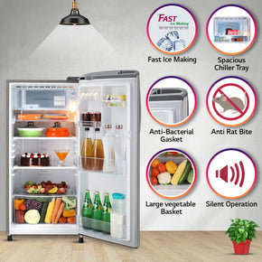 LG GL-B201APZD 190 LTR 3 Star | Shiny Steel Finish | Direct Cool | Single Door Refrigerator