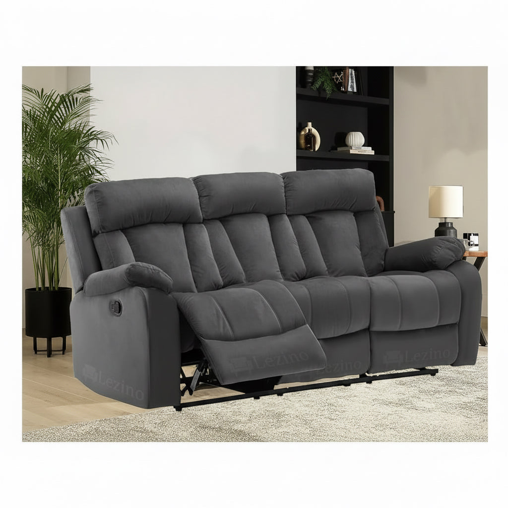 ARENA THREE SEATER MANUAL RECLINER BELLO  FABRIC GREY ARENA