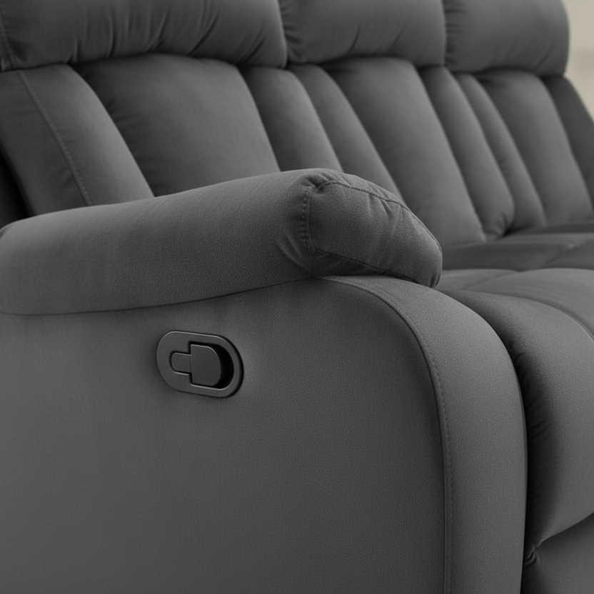 ARENA THREE SEATER MANUAL RECLINER BELLO  FABRIC GREY ARENA