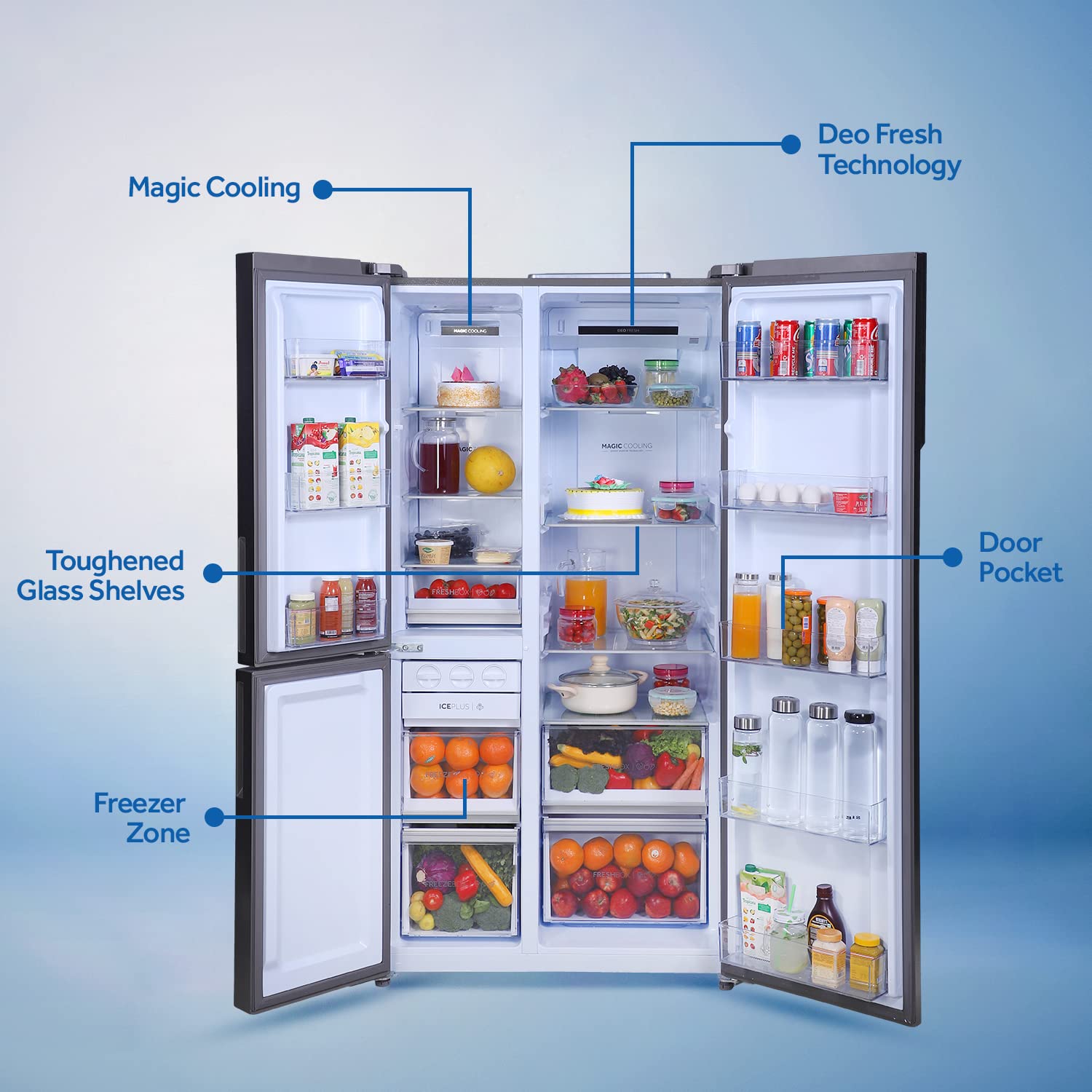 Haier 628L 3 Door Convertible Side By Side Refrigerator