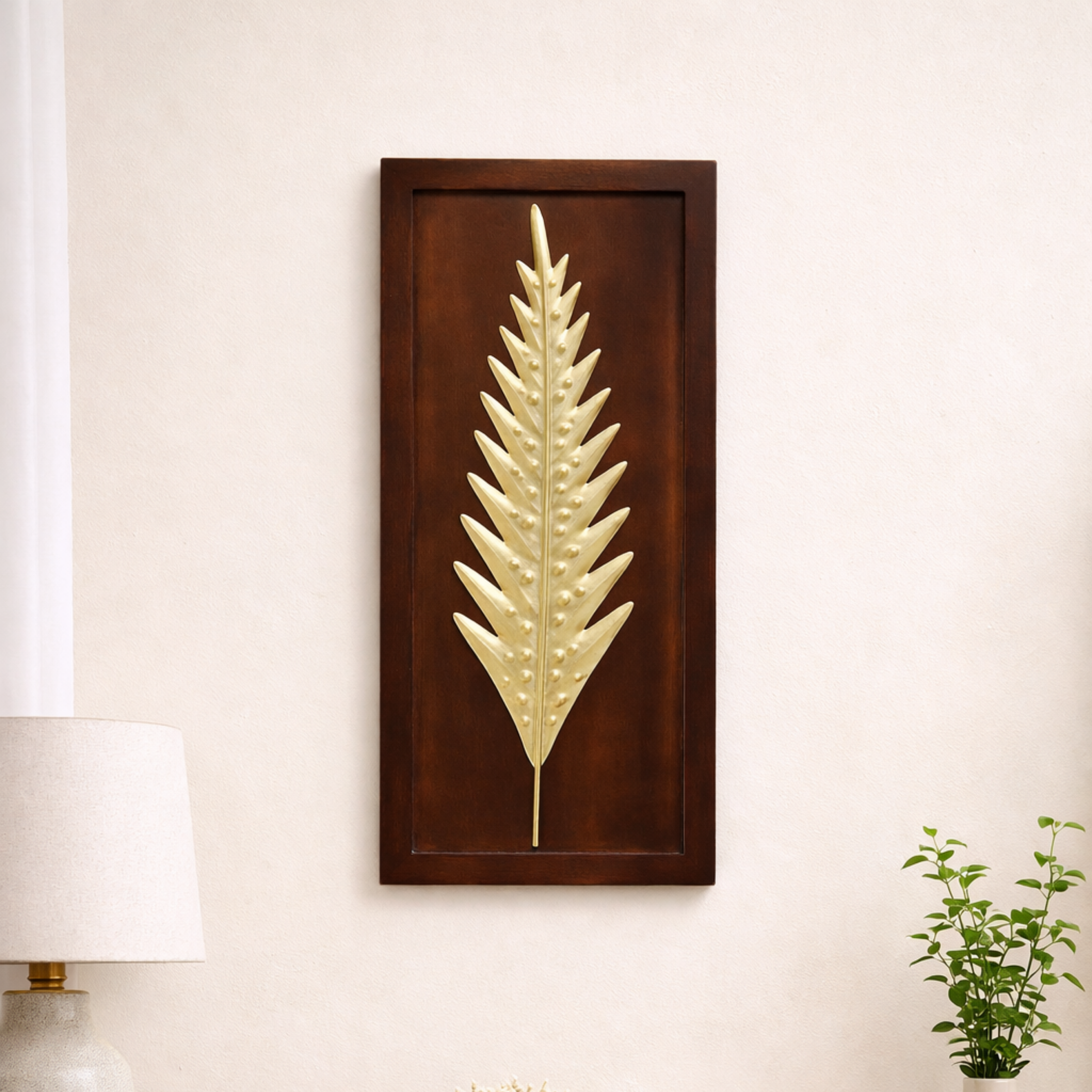 Harper Leaf Wall Decor On Wooden Frame OONA