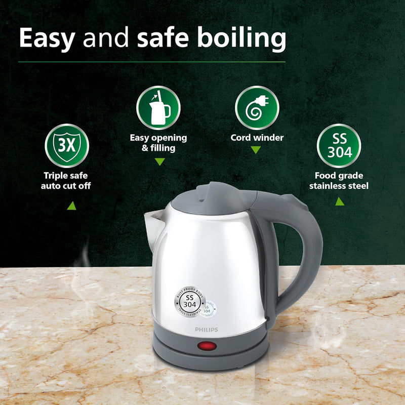 PHILIPS 1.2 L Kettle 25% thicker body for longer life HD9363/00