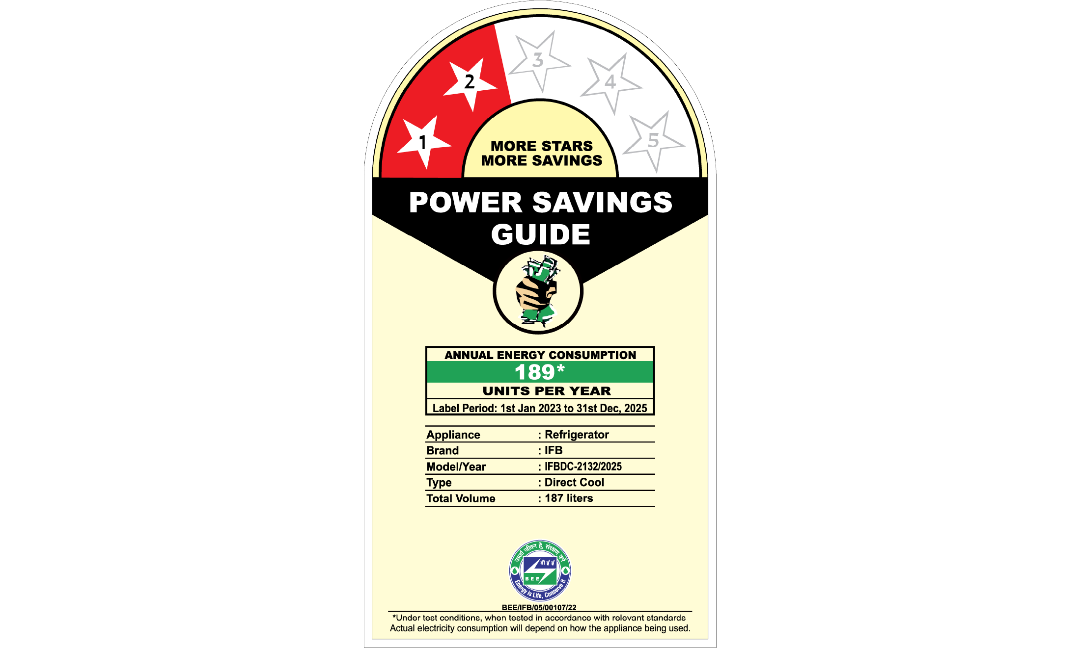 IFB REFRIGERATOR-DC-SD  DC-2132FSS  RED STEEL 187 LTRS IFB