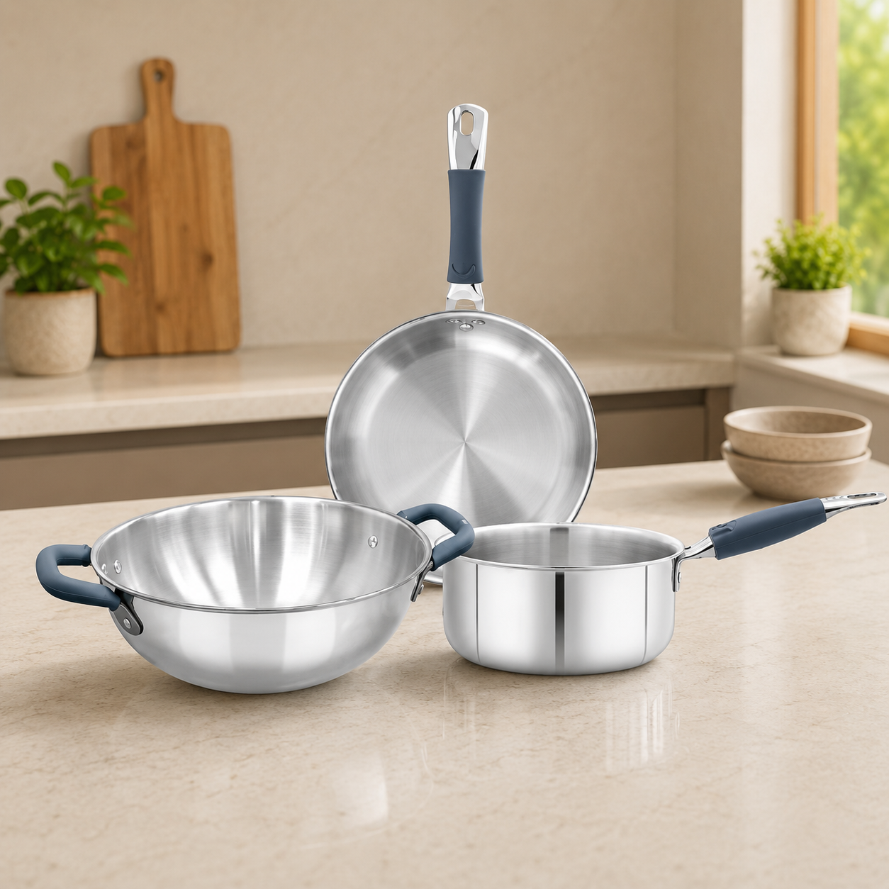 Triply Stainless Steel 3 PCS Cookware Set SHRI & SAM