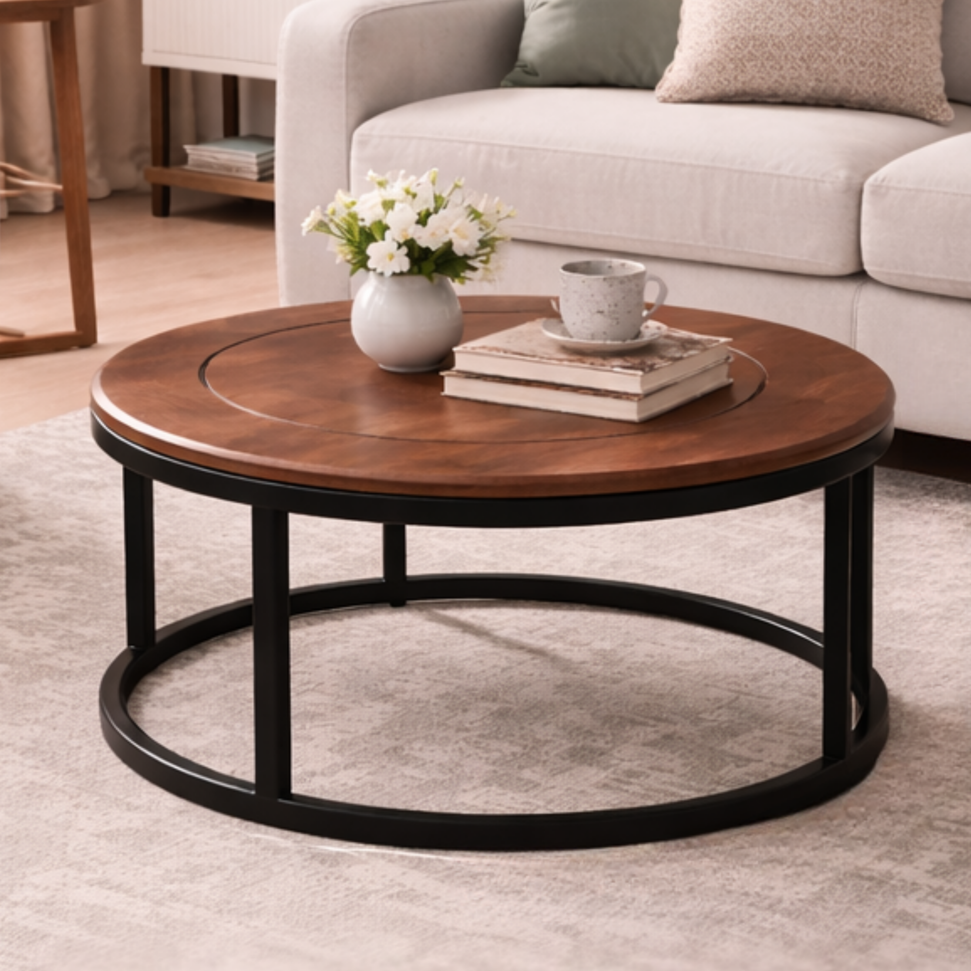 SW CENTER TABLE ASHLEY SMALL WITH MDF TOP METAL STRUCTURE BLK SH SPACEWOOD