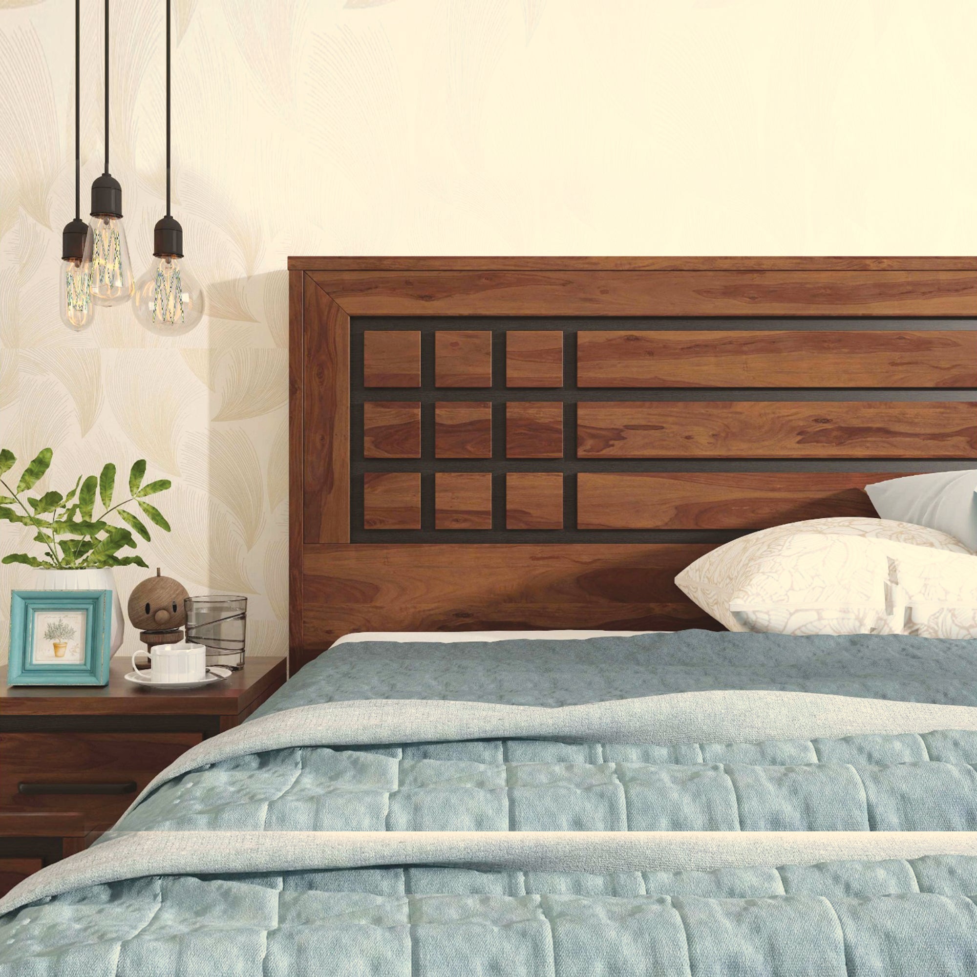 SW KING BED LIFTON BOSTON PB SHEESHAM WOOD FINISH SPACEWOOD