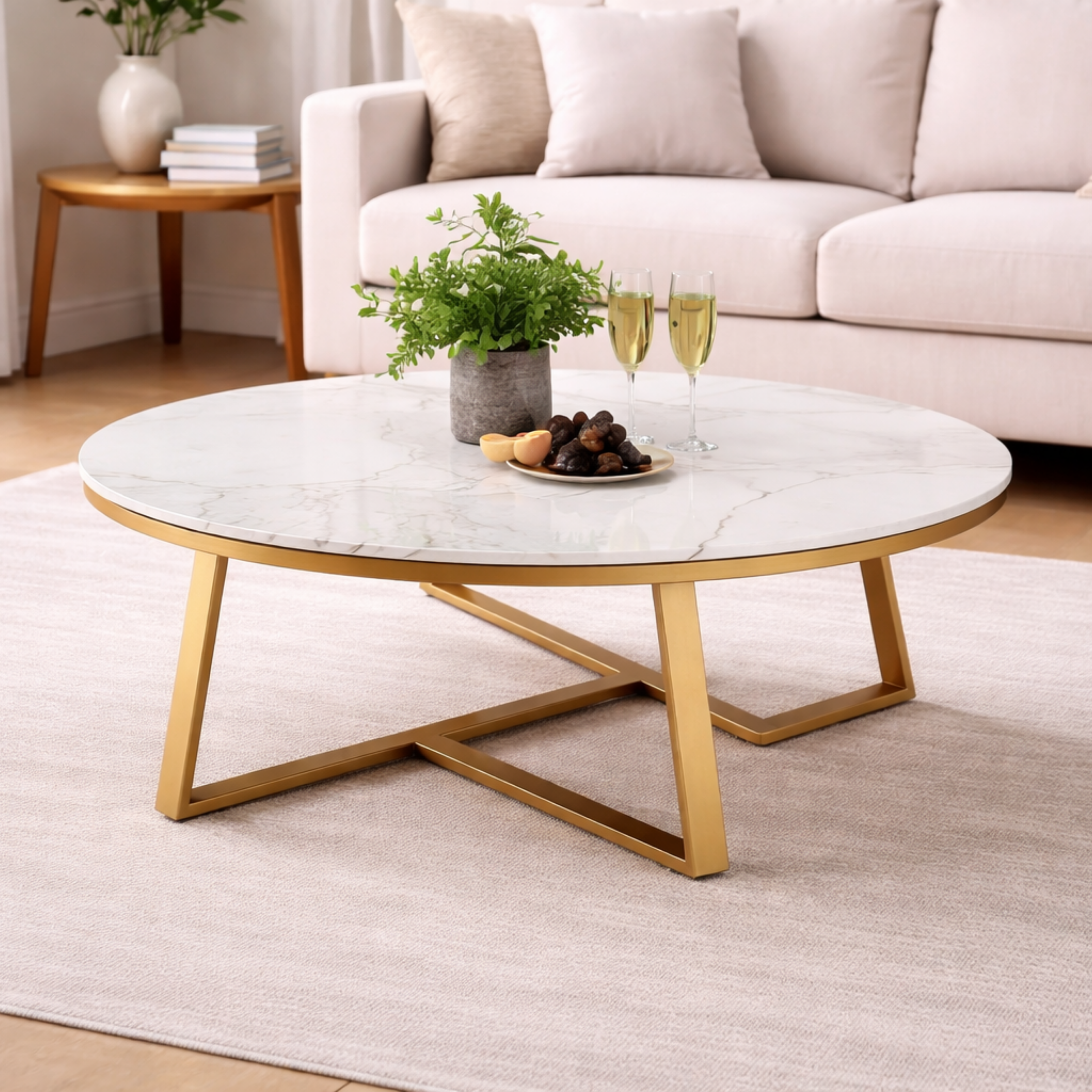 SW CENTER TABLE JULIET WITH CEREMIC TOP & METAL STRUCTURE SPACEWOOD