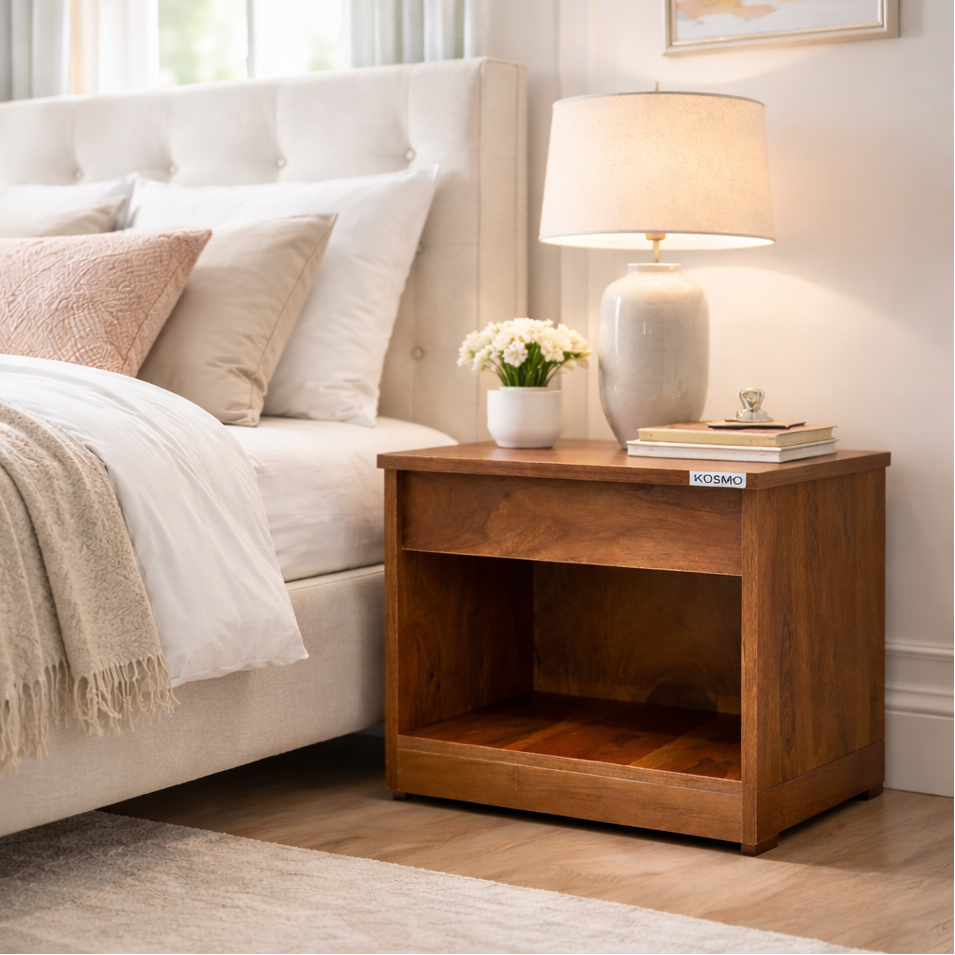 SW BEDSIDE UNIT LOUIS SHEESHAM FINISH SPACEWOOD