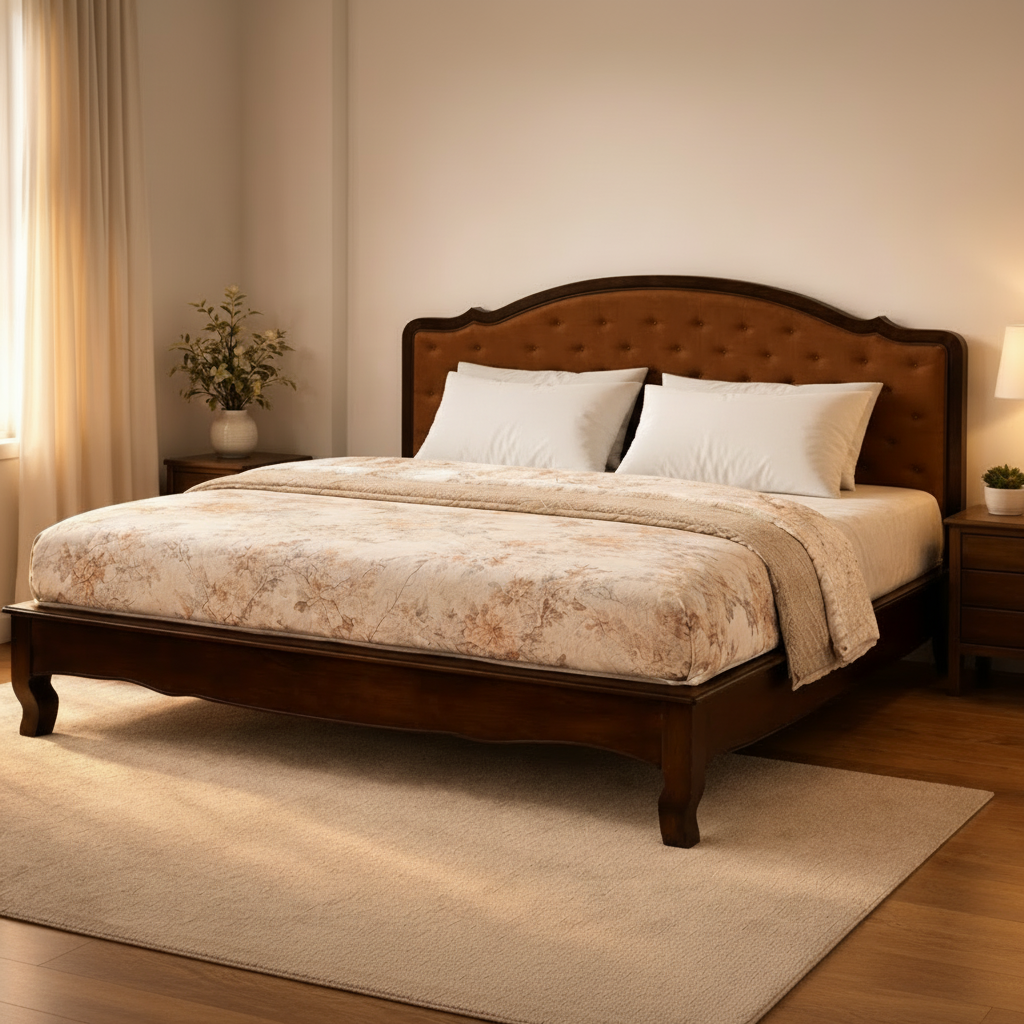 ARENA KING SIZE BED LOUIS R2081 LIGHT HONEY BROWN BRWN UPHO ARENA