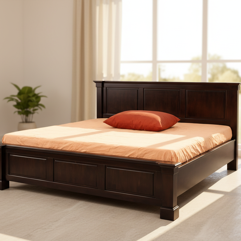 ARENA KING  BED VIVANTA 182X198 CMS RUBBER WOOD PLUS COLR WENGE ARENA