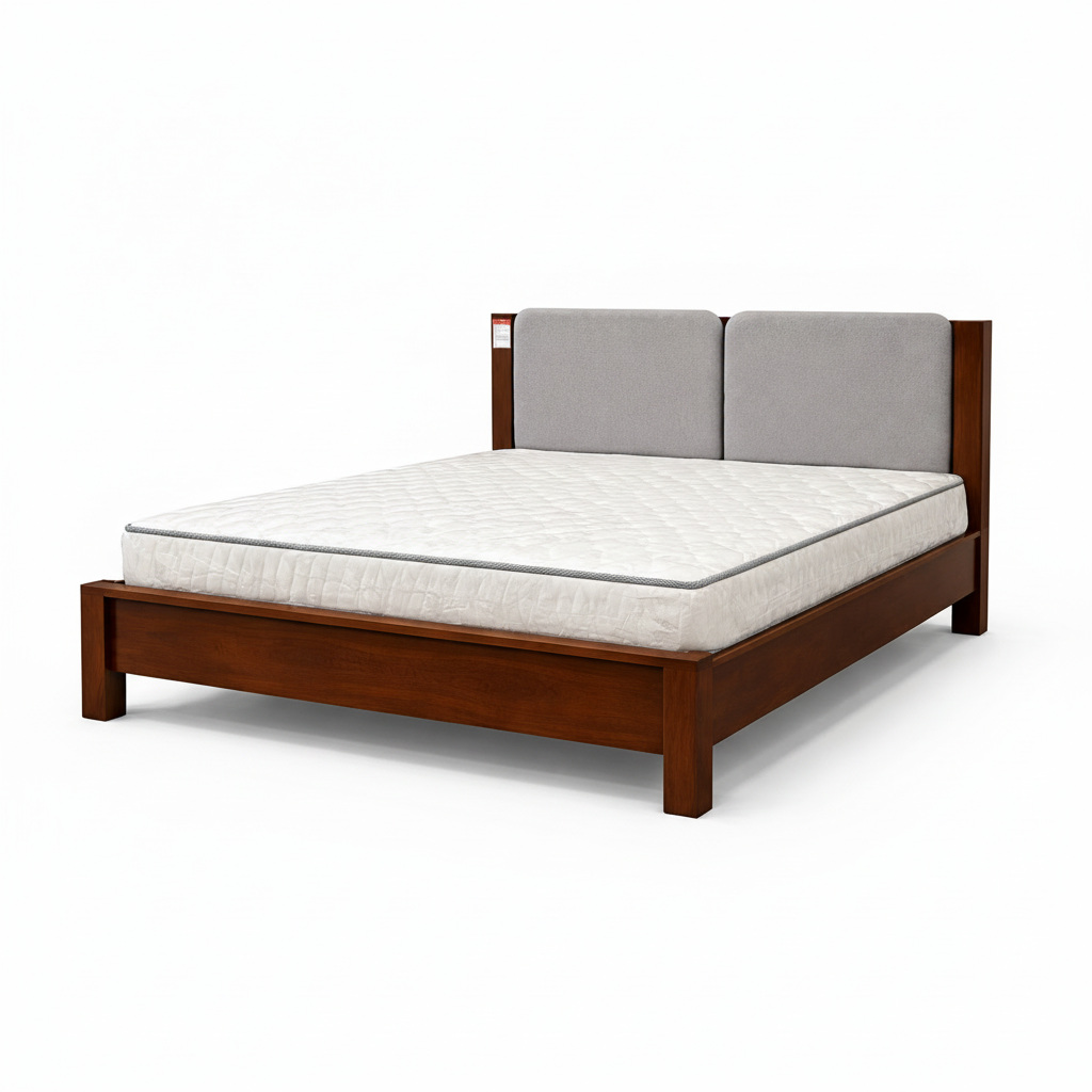 ARENA KING BED LANCASTER WALNUT WITH CUSHION SILVER ARENA