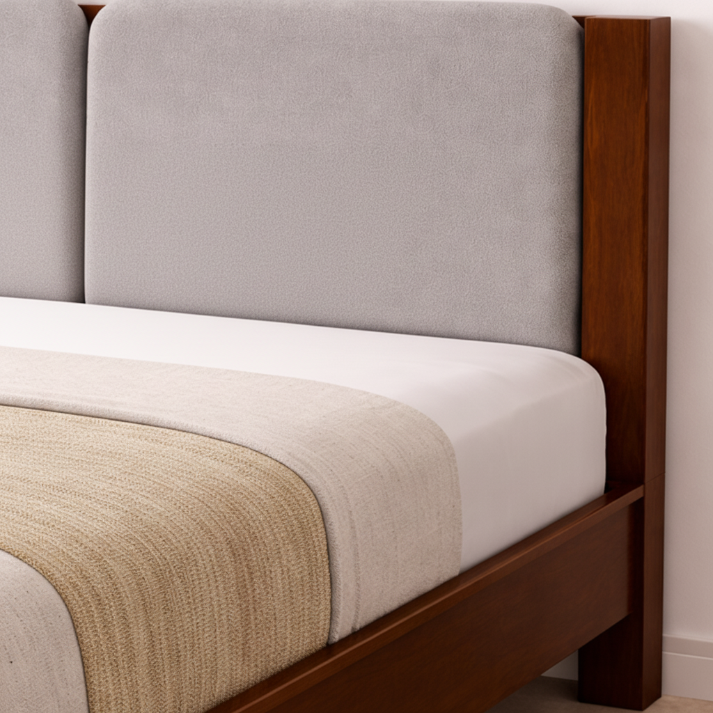 ARENA KING BED LANCASTER WALNUT WITH CUSHION SILVER ARENA