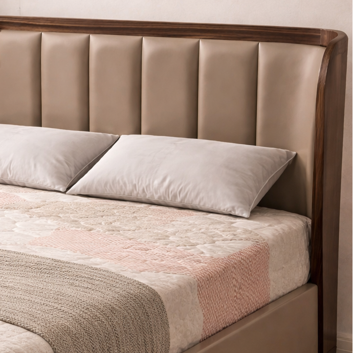 SW QUEEN BED ADORE DESIRE- SAHARA BEIGE & DARK BROWN SPACEWOOD