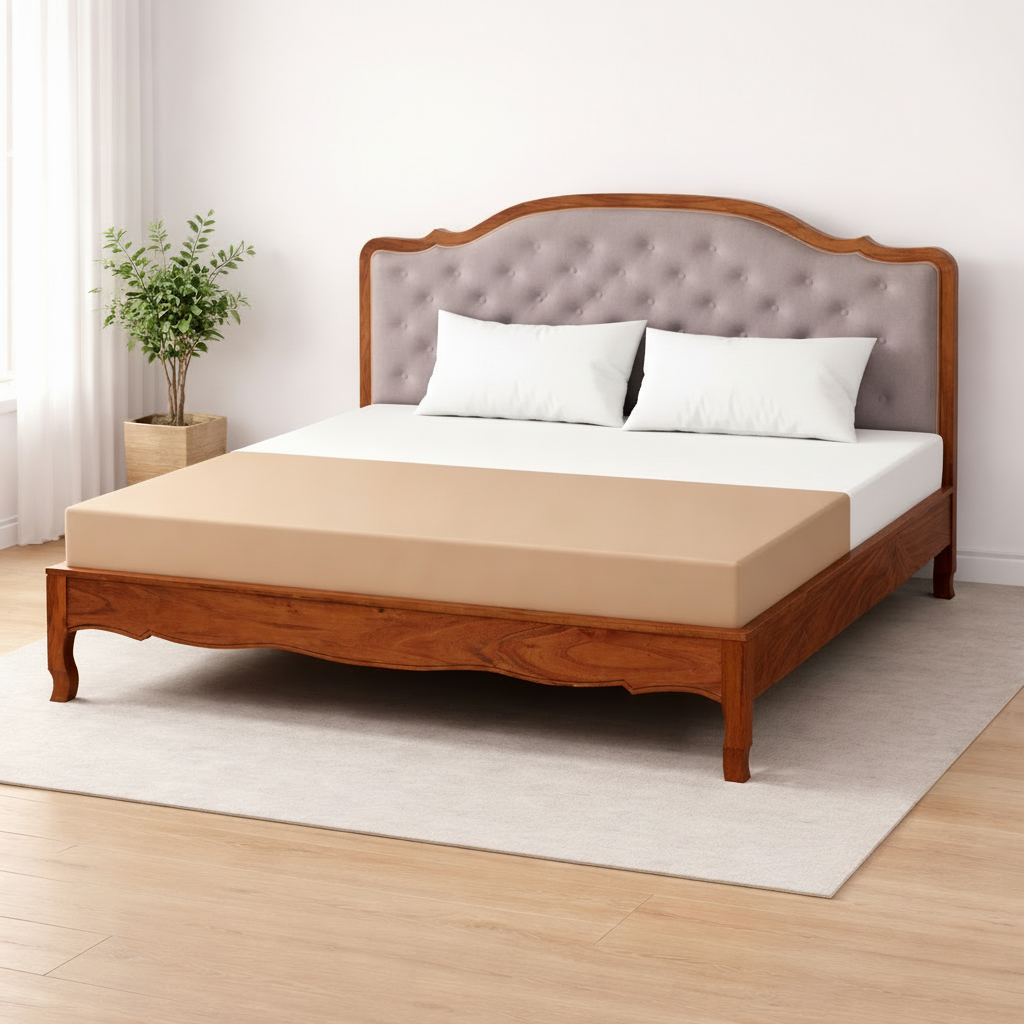 ARENA KING SIZE BED LOUIS R2081 LIGHT HONEY BROWN GREY UPHO CMM Arena Retails Pvt Ltd