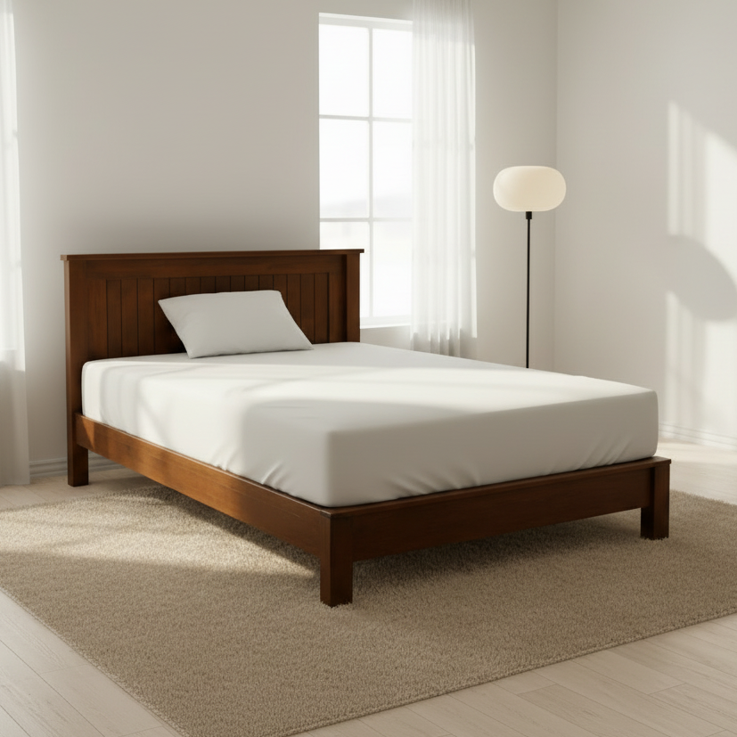 ARENA SINGLE BED RAYTON 77X160 CMS RUBBER WOOD COLOR WALNUT ARENA