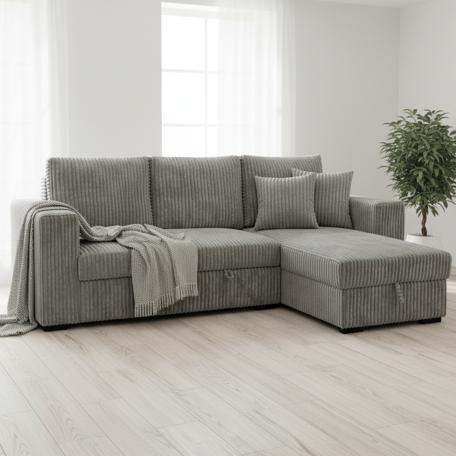 ARENA SOFA BED L- SHAPE 974-5 LIGHT GREY PVC LEGS ARENA