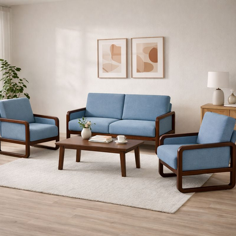 ARENA  SOFA SET (3+1+1) NEW TEXAS WALNUT MATT GREY UPHOLSTRY ARENA