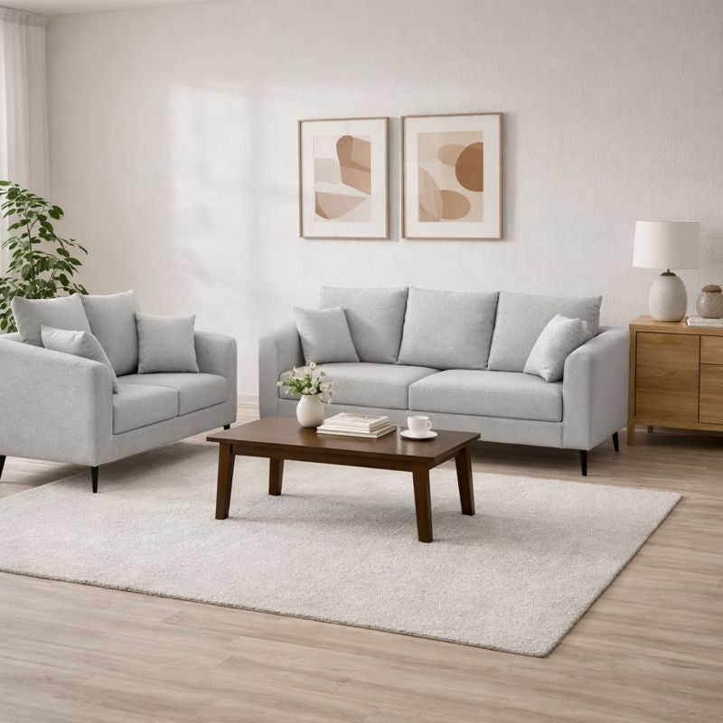 ARENA  SOFA SET(3+2)  CBS WALNUT MATT WITH GREY UPHOLSTRY ARENA