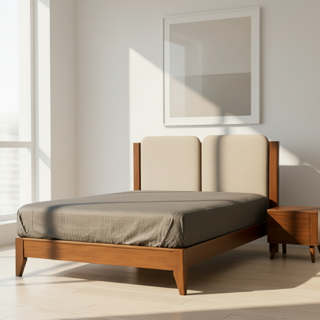 ARENA BED LANCASTER WALNUT WITH CUSHION SILVER ARENA
