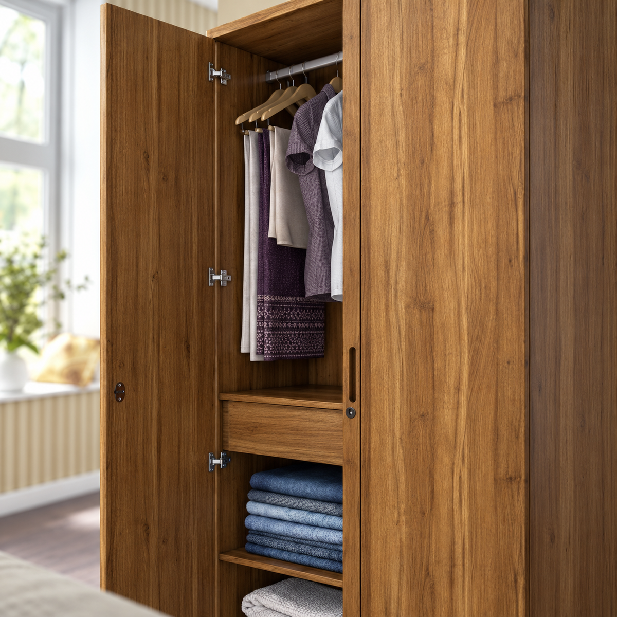 SPACEWOOD 2 Door Wardrobe Harmony Without Mirror Natural Teak SPACEWOOD