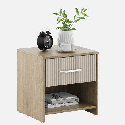 SW BED SIDE CLEO - SANTANA OAK & BAMBOO FLUTE SPACEWOOD