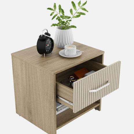 SW BED SIDE CLEO - SANTANA OAK & BAMBOO FLUTE SPACEWOOD