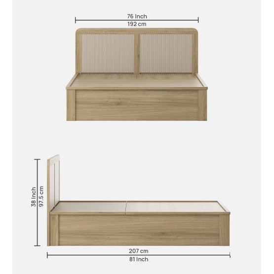SW KING BED CLEO WITH 3/4 LIFTON STORAGE - SANTANA OAK & BAMBOO SPACEWOOD