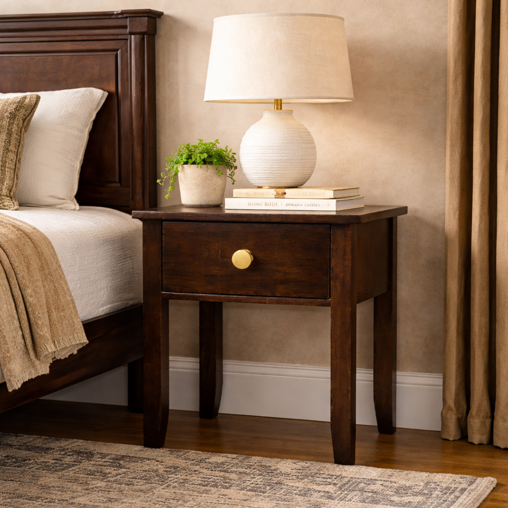 ARENA SIDE TABLE VENETUS 1 DRAWER RUBBER WOOD WENGE ARENA