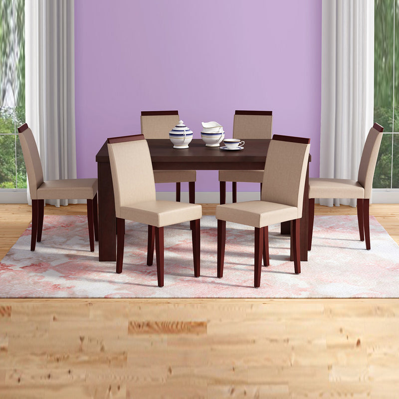Jack 6 Seater Dining Set Brownish Black Color