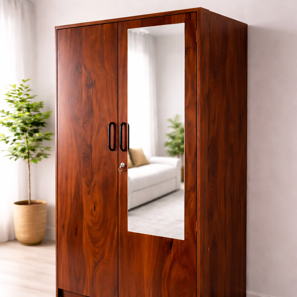 SW 2D WARDROBE LOUIS WITH MIRROR SPACEWOOD