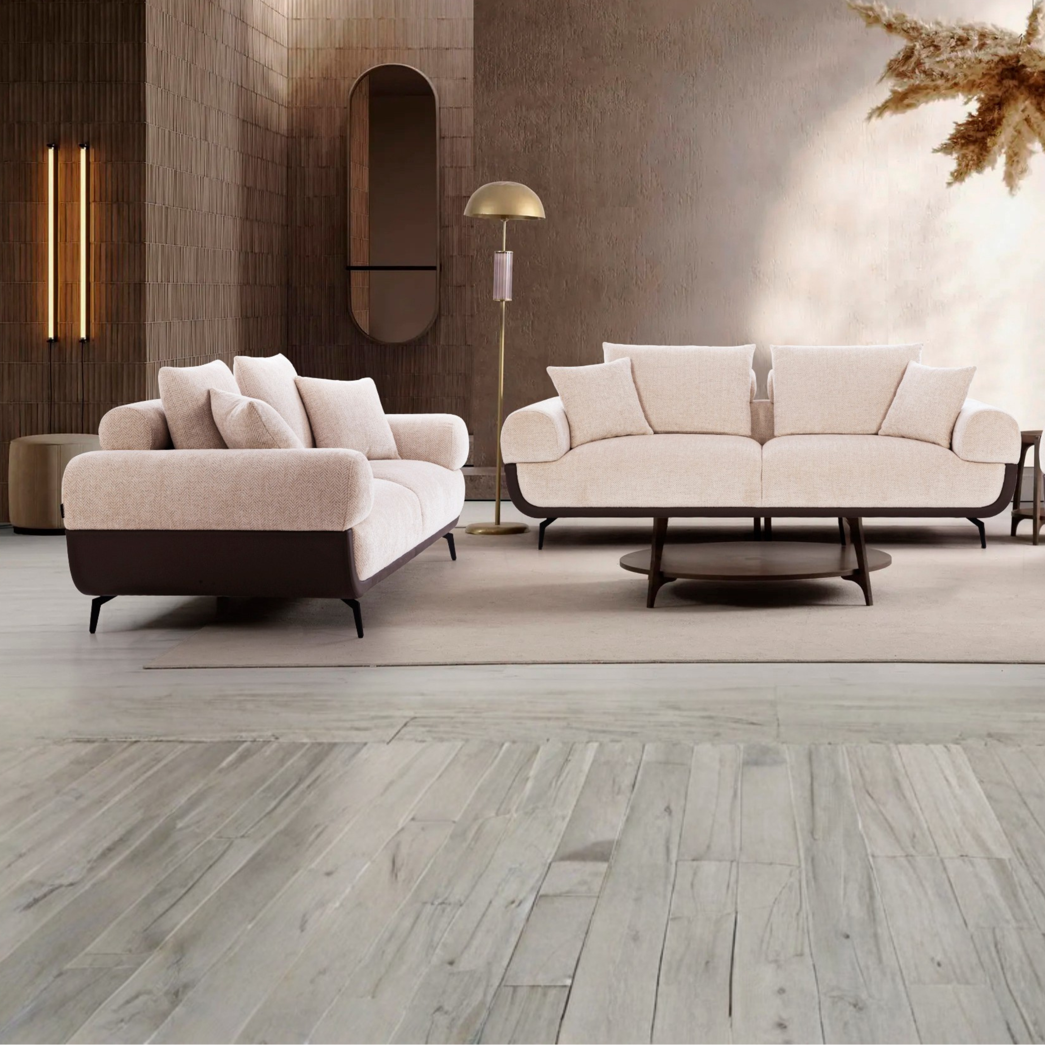 ARENA 2 PC SOFA SET 3+2 ADANA - MEADOWS SR NO 208 BEIGE BROWN ARENA