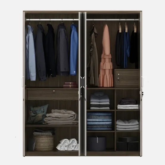 SW 4 DOOR WARDROBE NORA PVC HD - LYON WALNUT spacewoo