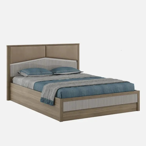 SW KING BED NORA WITH FULL LIFT ON TOP PVC HD - LYON WALNUT SPACEWOOD