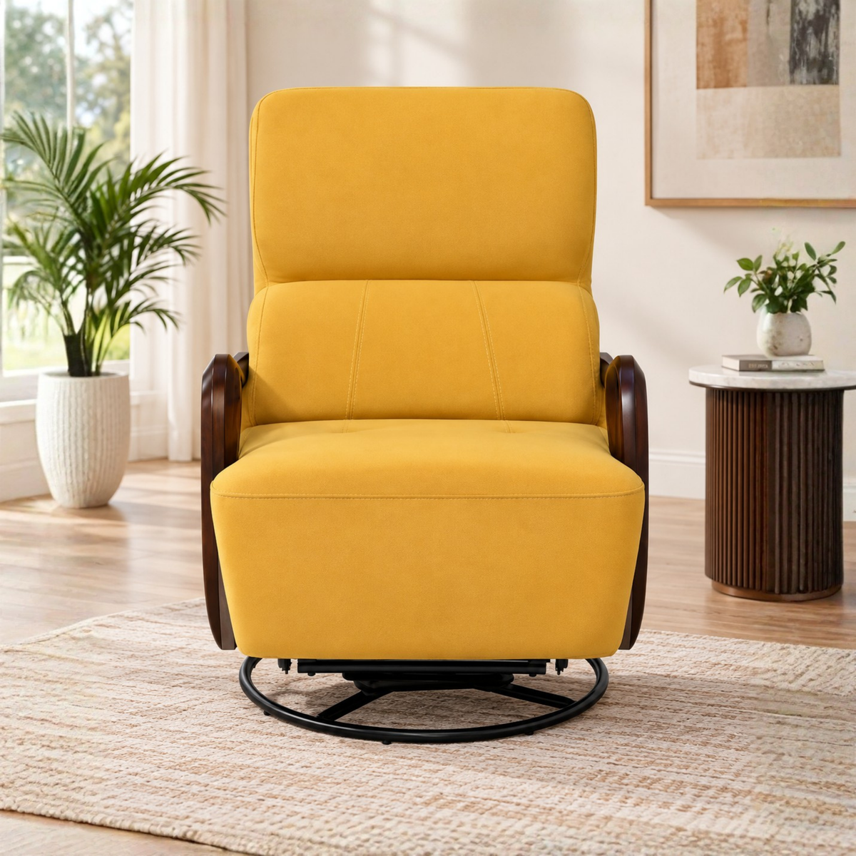 ARENA Lounge Chair Canela Rocking And Revolving Brown/Gold/Green ARENA
