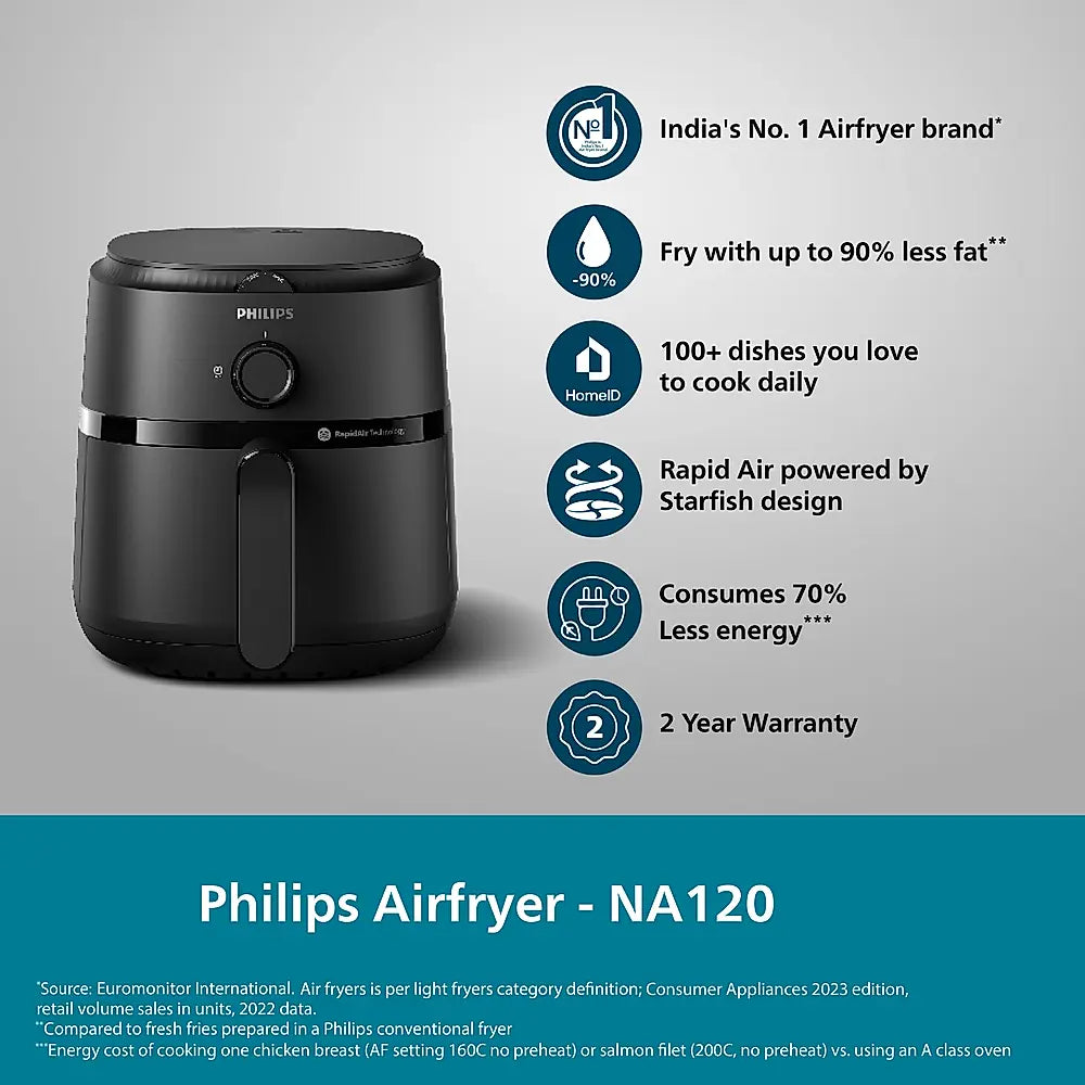 PHILIPS Air Fryer NA120/00 Rapid Air Technology 4.2 L Black