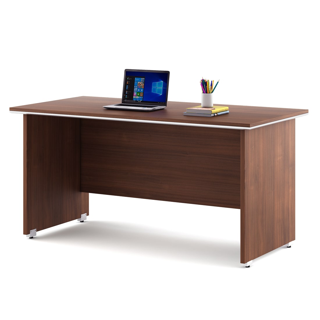 SPACEWOOD NOVA INTEGRA Office Table With 3 Drawer 1 Side Drawer Walnut Rigato