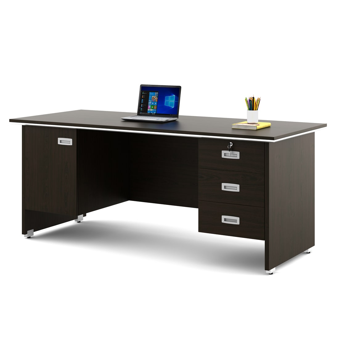 SPACEWOOD Office Table 3-Drawer 1-Side-Drawer NOVA INTEGRA 1800x900x750 Vermount Brown