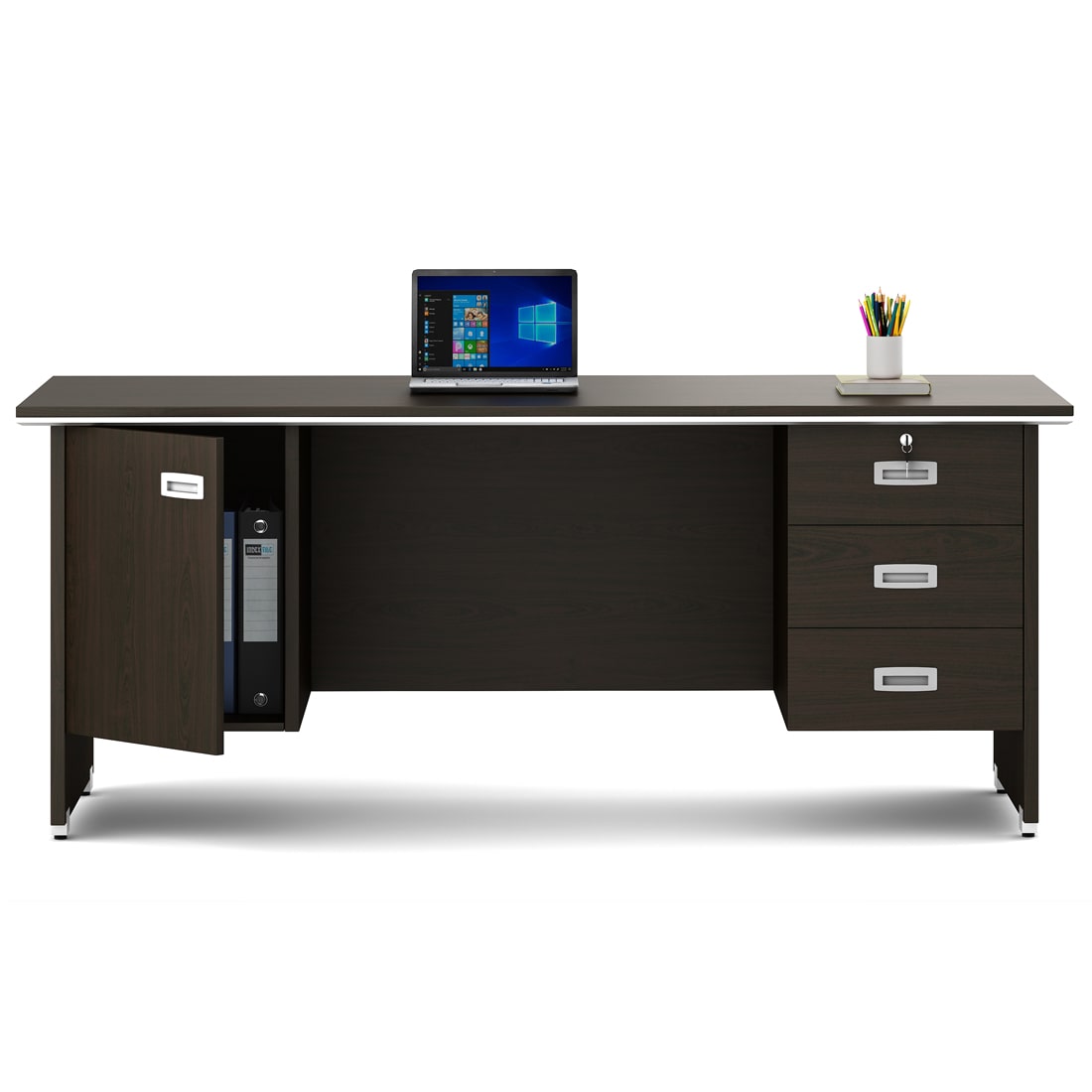 SPACEWOOD Office Table 3-Drawer 1-Side-Drawer NOVA INTEGRA 1800x900x750 Vermount Brown