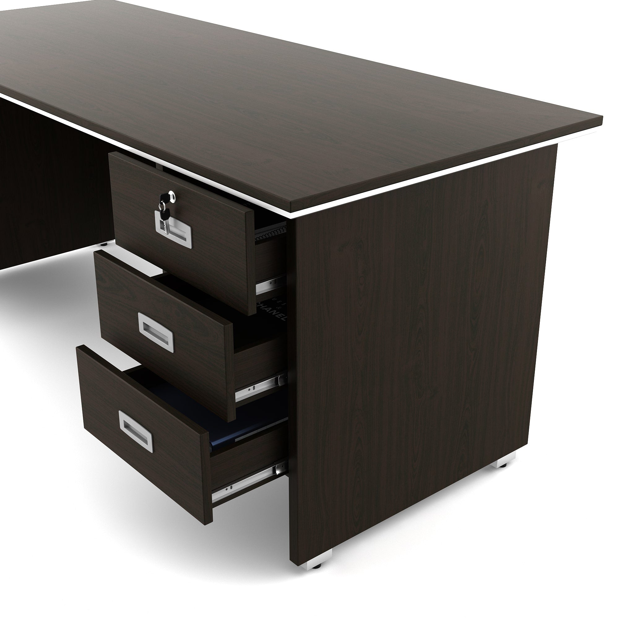 SPACEWOOD Office Table 3-Drawer 1-Side-Drawer NOVA INTEGRA 1800x900x750 Vermount Brown