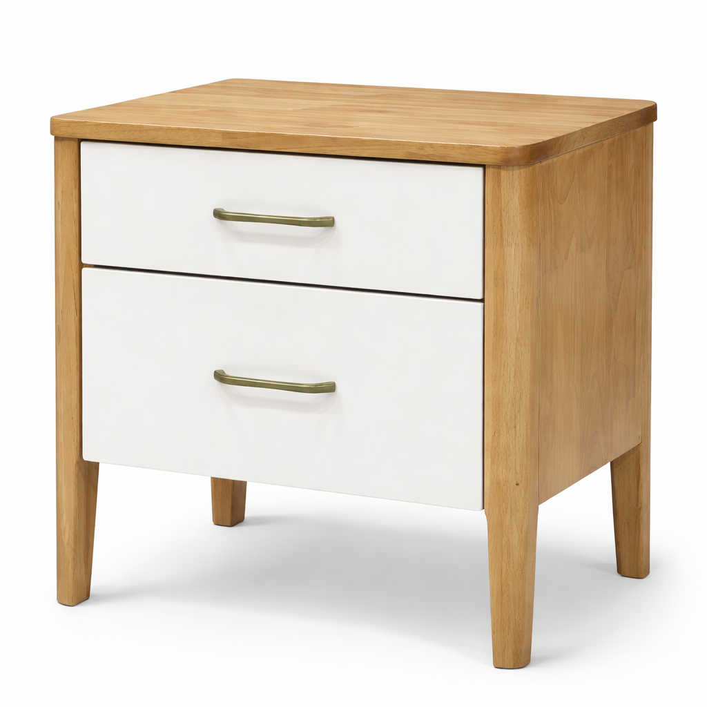 ARENA  BED SIDE TABLE ASTERIA  RUBBER WOOD NAT OAK+ WH COLOR ARENA