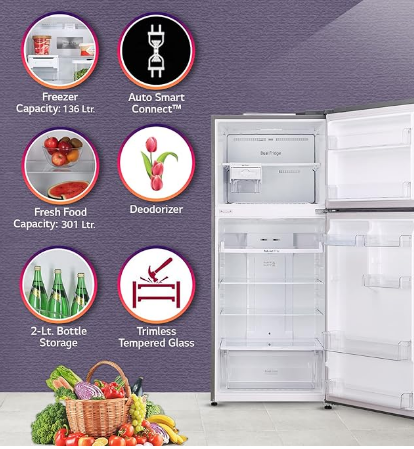 LG REFRIGERATOR-FF-DD  GL-T432APZY  SHINY STEEL 437 LTRS LG