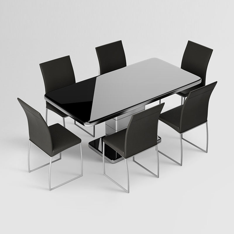 GODREJ Neo Apple 6 Seater Dining Set Tempered Glass Top, Chrome