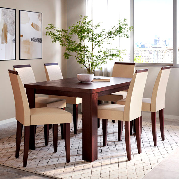 Jack 6 Seater Dining Set Brownish Black Color
