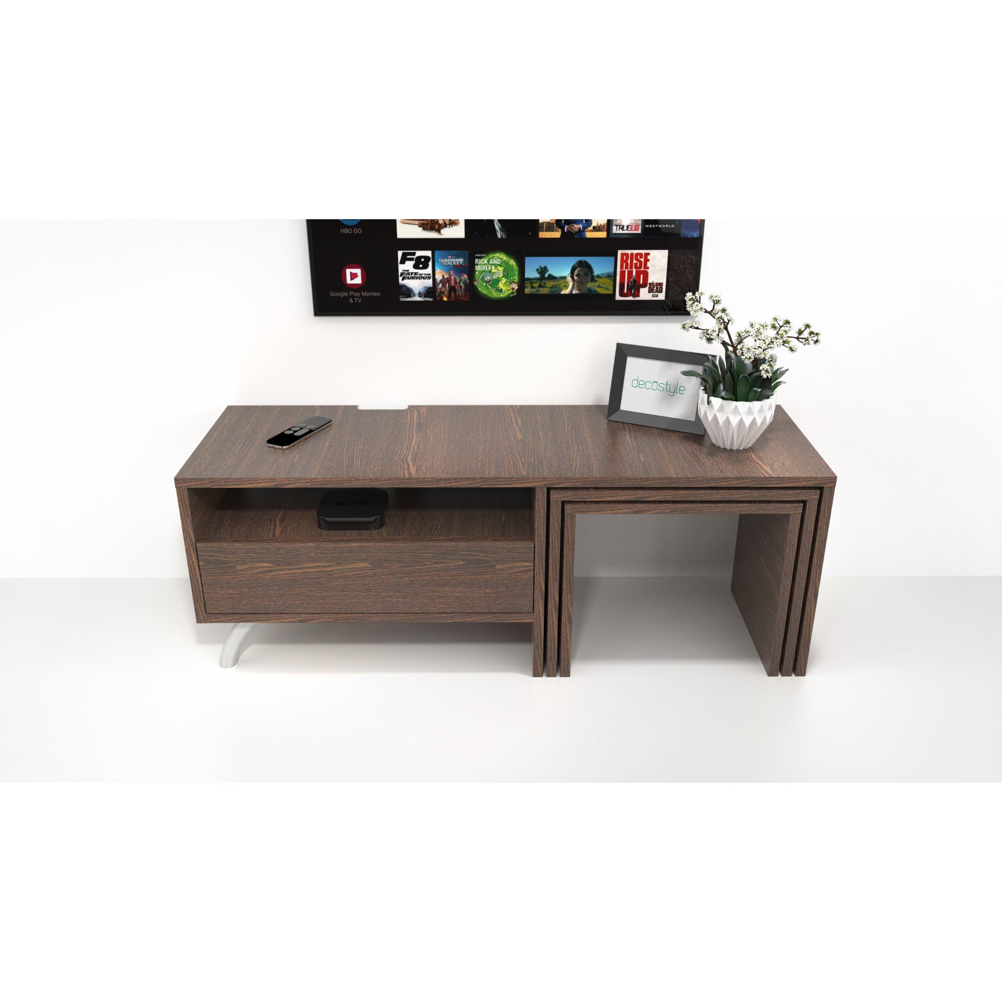 DECOSTYLE TV Unit With Nest Table DTV101AESMSS Walnut