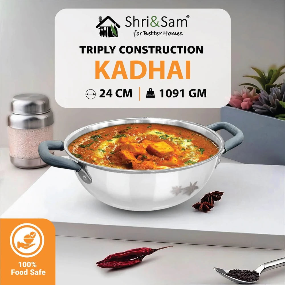 SHRI & SAM JHC-311-4- SS COOKWARE TRIPLY S/4 SET SHRI & SAM