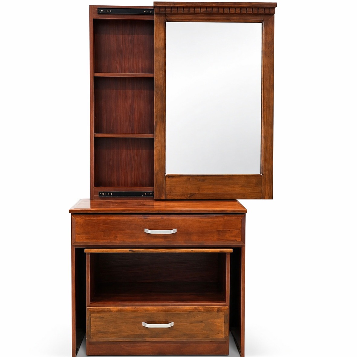 ARENA DRESSER + STOOL 8008D - WALNUT RUBBER WD SIDE PANEL MELAMINE ARENA