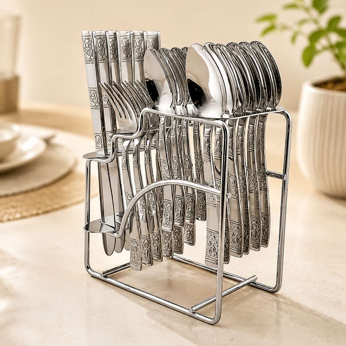SHRI & SAM JFCH-2210-24E SS CP CUTLERY LOTUS 24PCS SHRI & SAM
